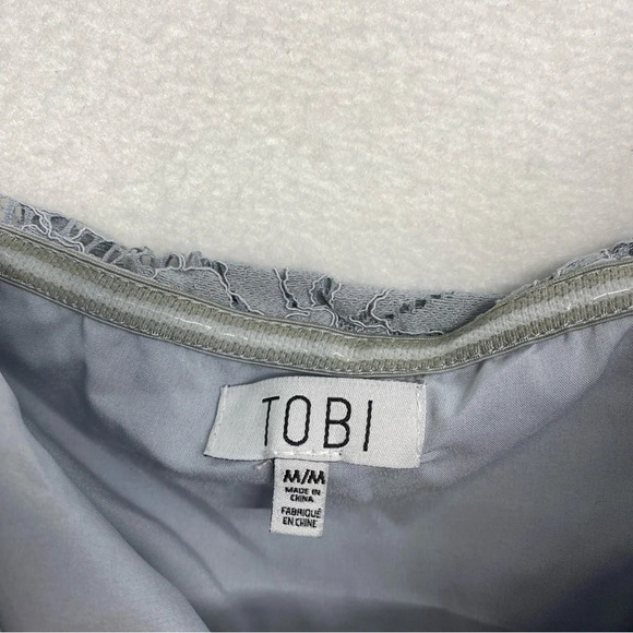 Tobi Lace Sheer Corset Front Off Shoulder Mini Dress M Blue - Picture 6 of 8